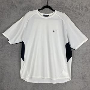 Nike Sphere Shirt Mens XL White Black Athletic Performance Swoosh Logo Top